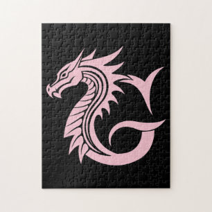 Puzzle Lettre G de style dragon, alphabet du dragon, mono