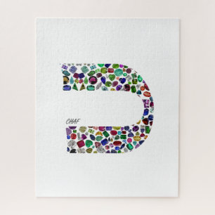 Puzzle Lettre hébraïque 'CHAF' réalisée avec des pierres