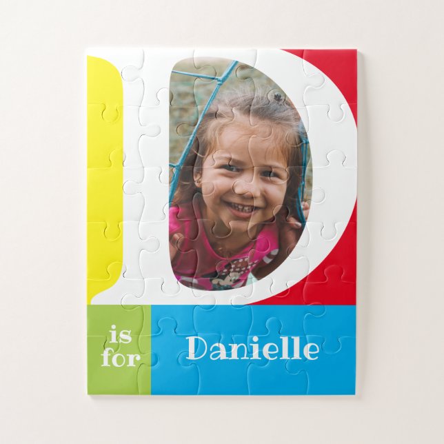 Puzzle Lettre mignonne D Enfants Photo et nom (Vertical)