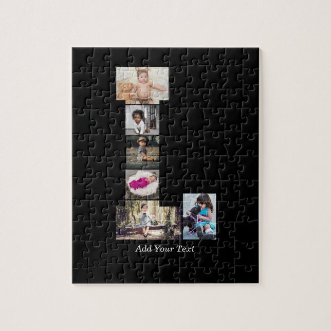 Puzzle Lettre noire et blanche L Photo Collage (Vertical)