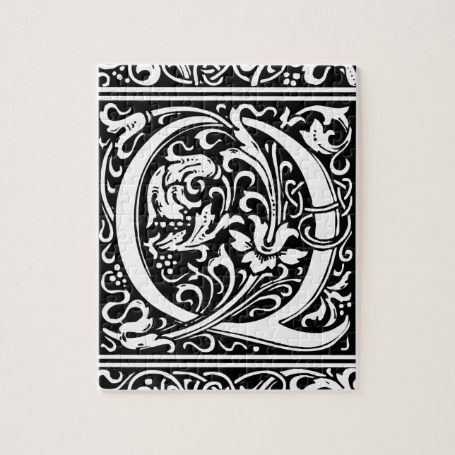 Puzzle Lettre Q Monogramme médiéval Art Nouveau (Vertical)