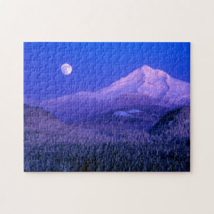 Puzzle Lever de lune au-dessus du mont Hood Oregon en hiv
