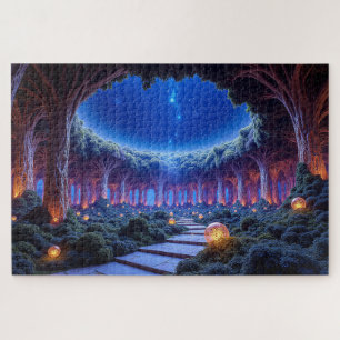 Puzzle Lévitation mystique d'arbres dans un jardin surréa