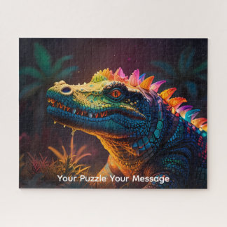 Puzzle Lézard dragon néon lumineux couleur fantasy