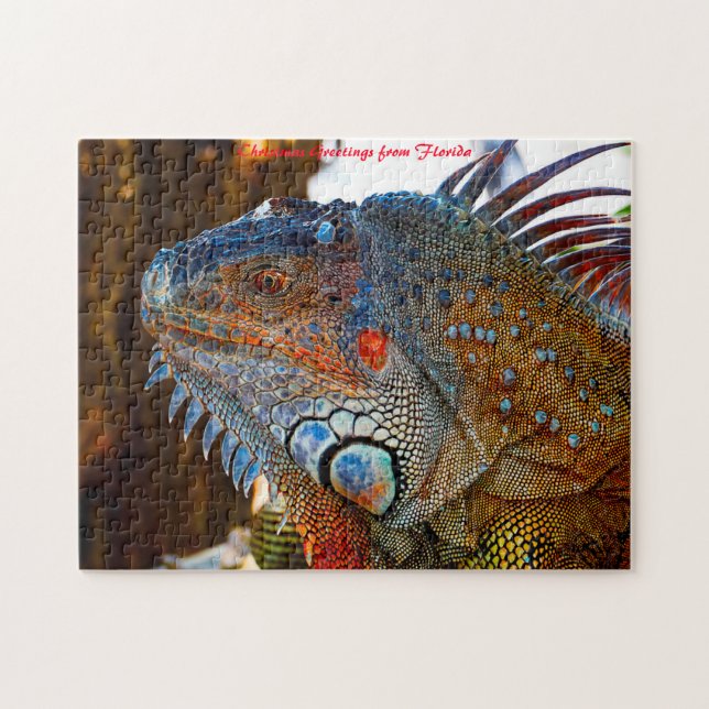 Puzzle Lézard Iguane Floride . Vœux de Noël (Horizontal)