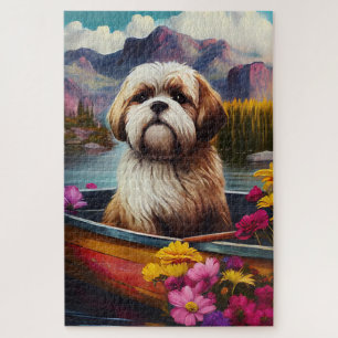 Puzzle Lhasa Apso sur une pagaie : Une aventure pittoresq