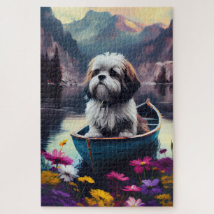 Puzzle Lhassa Apso sur une rame : une aventure Pittoresqu