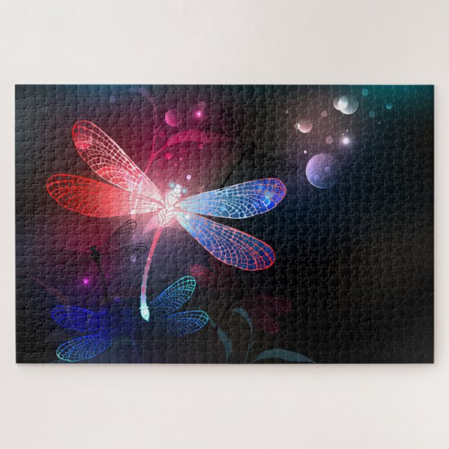 Puzzle libellule rouge brillante (Horizontal)
