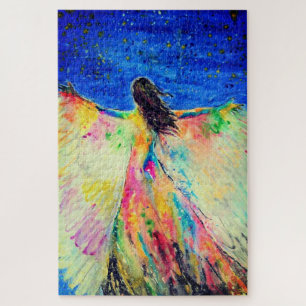 Puzzle Liberté colorée - Aquarelle - Voler une femme heur