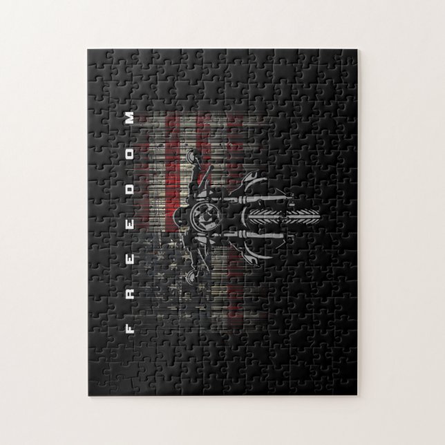 Puzzle Liberté de la moto drapeau américain (Vertical)