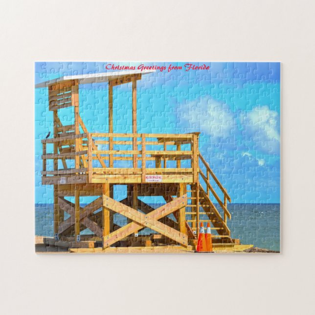 Puzzle Life Guard Stand Florida.voeux de Noël (Horizontal)