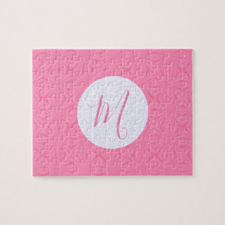Puzzle Light Pink Squiggly Squares Personalized Initial 