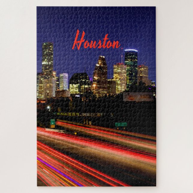Puzzle Ligne Skyline de Houston Texas City (Vertical)