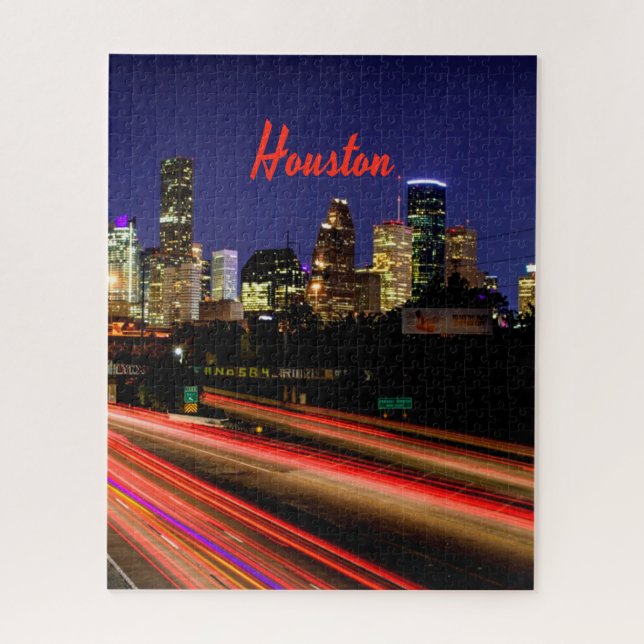 Puzzle Ligne Skyline de Houston Texas City (Vertical)