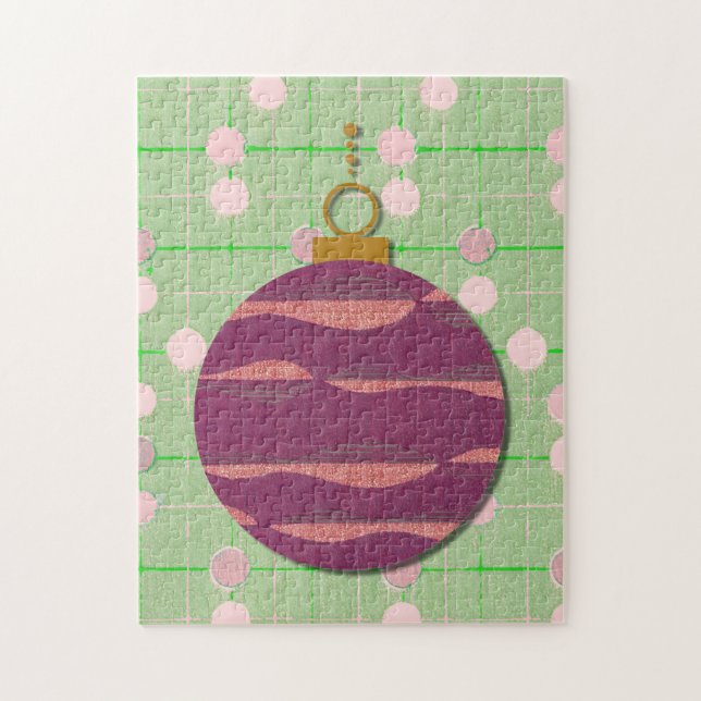 Puzzle Lila Retro Weihnachtsschmuck (Vertikal)