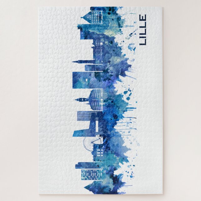 Puzzle Lille France Skyline Blue (Vertical)