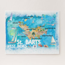 L'Illustrated Caribbean Travel Map de St Bart