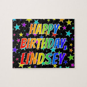 Puzzle "LINDSEY" Prénom, Amusant "HEUREUX ANNIVERSAIRE"