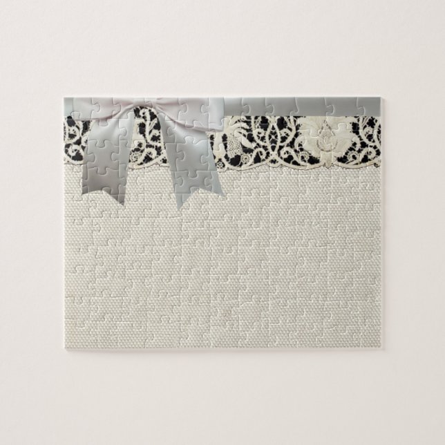 Puzzle Linge de dentelle mariage blanc classique jolie (Horizontal)