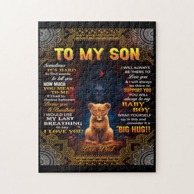 Puzzle Lion à mon fils Parfois c'est dur papa (Vertical)