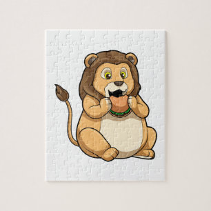 Puzzle Lion avec hamburger
