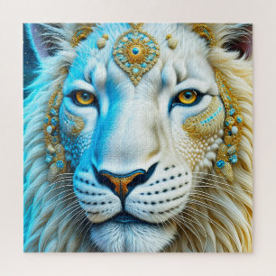 Puzzle Lion blanc et or majestueux