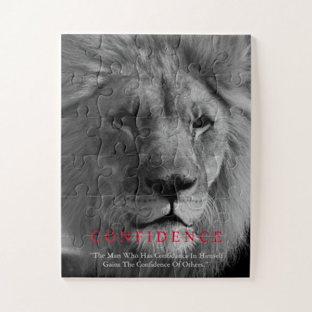 Puzzle Lion de confiance noir blanc inspiré (Vertical)
