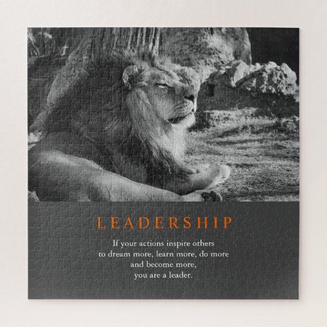 Puzzle Lion de leadership motivationnel tendance noir et  (Vertical)