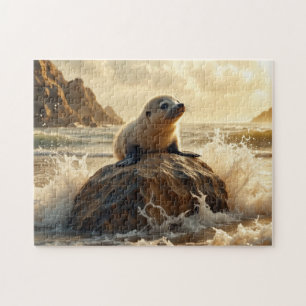 Puzzle Lion de mer au coucher du soleil