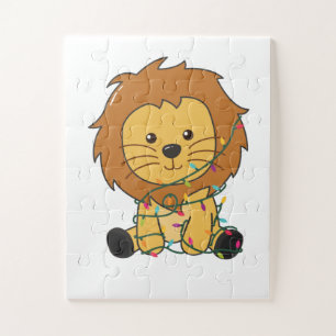 Puzzle Lion Noël Neige Animaux d'hiver Lions
