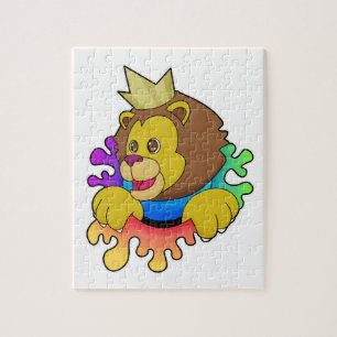 Puzzle Lion roi avec couronne