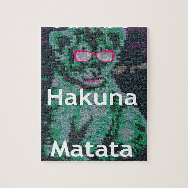 Puzzle Lion vert avec lunettes roses "Hakuna Matata" Art (Vertical)
