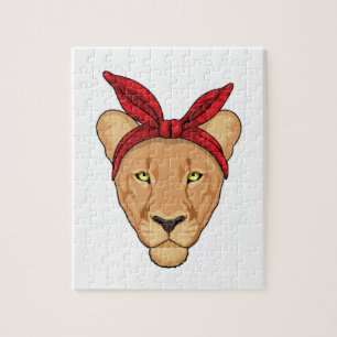 Puzzle Lioness with bandana