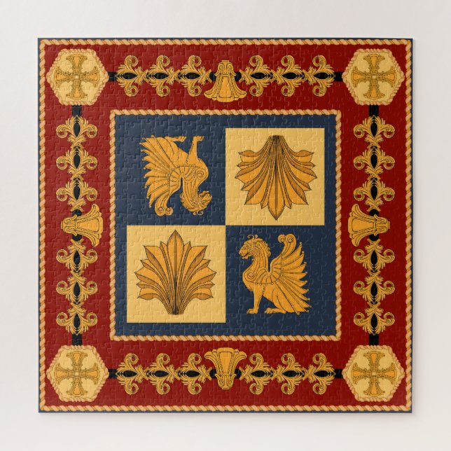 Puzzle Lions d'or : design foulard Art Nouveau (Vertical)