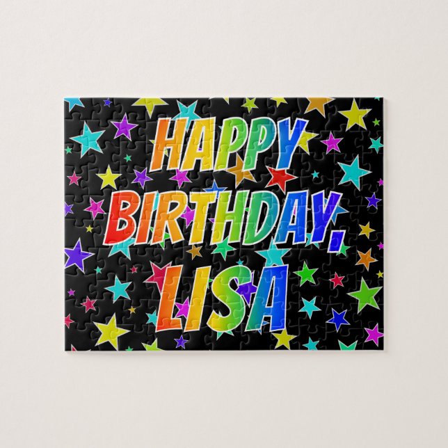 Puzzle "LISA" Prénom, Amusant "HEUREUX ANNIVERSAIRE" (Horizontal)
