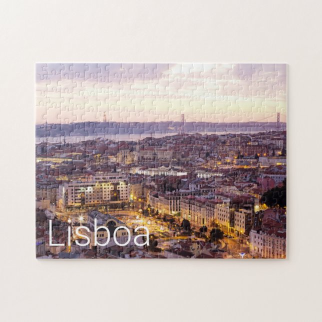 Puzzle Lisbonne Portugal Sunset Skyline Cityscape Souveni (Horizontal)