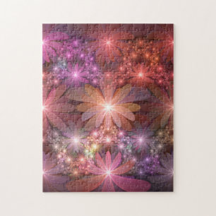 Puzzle Lit De Fleurs Coloré Brillant Art Fractal Abstrait