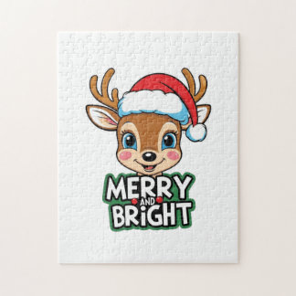 Puzzle Little Deer avec design Père Noël "Merry & Bright"