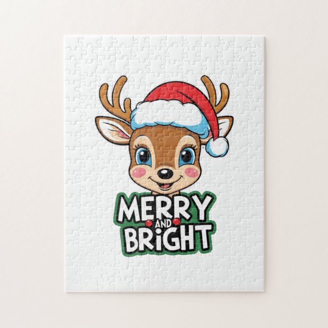 Puzzle Little Deer avec design Père Noël "Merry & Bright" (Vertical)