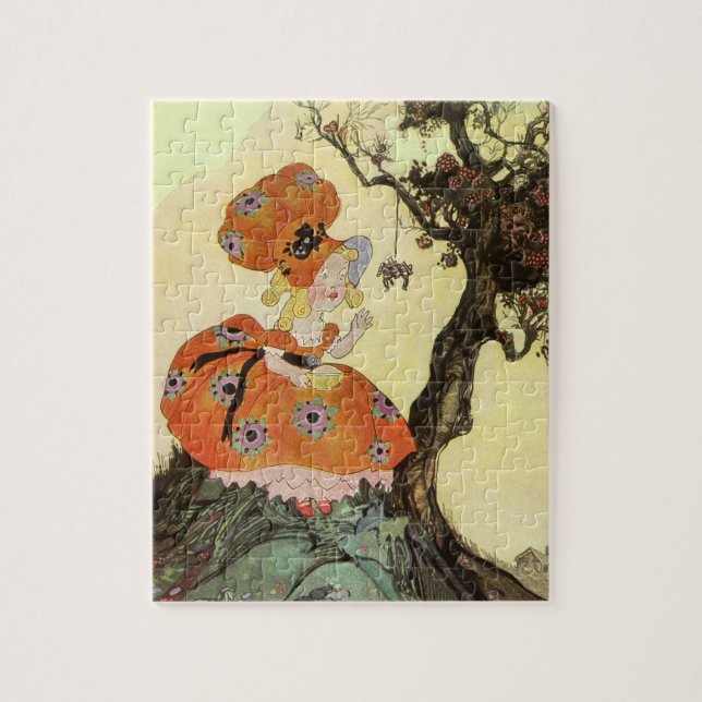 Puzzle Little Miss Muffet & Spider, Vintage Mère Goose (Vertical)