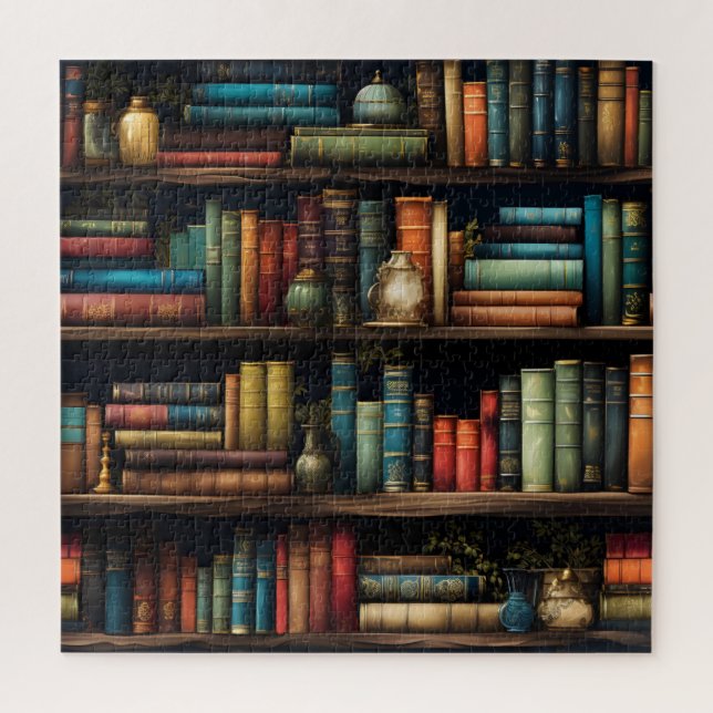 Puzzle Livres vintages sur Motif de bibliothèque (Vertical)
