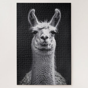 Puzzle Llama Portrait noir et blanc