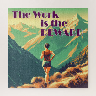 Puzzle L'Oeuvre Est La Récompense Femme Runner Mountains