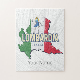 Puzzle Lombardie Italie Région Rétro Carte Souvenir Vinta