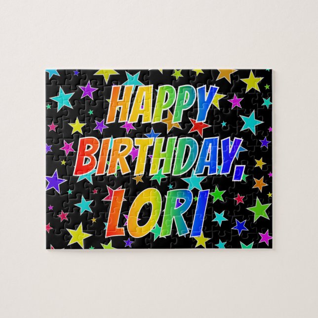 Puzzle "LORI" Prénom, Amusant "HEUREUX ANNIVERSAIRE" (Horizontal)
