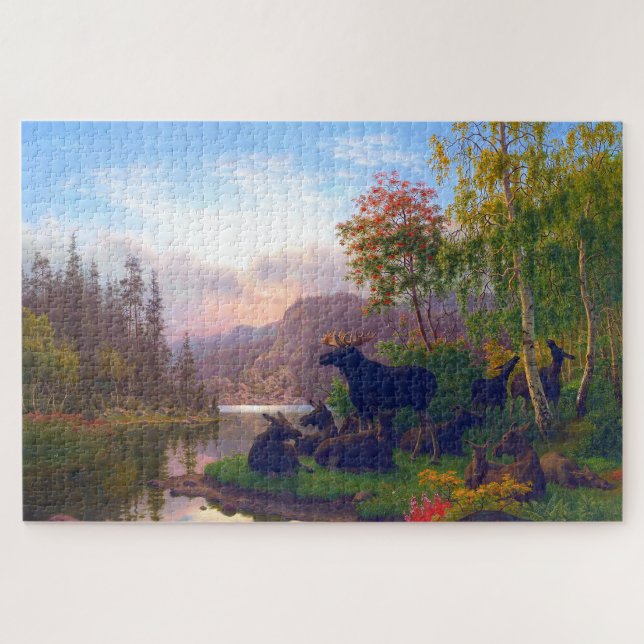 Puzzle L'orignal majestueux dans un paysage d'automne sué (Horizontal)