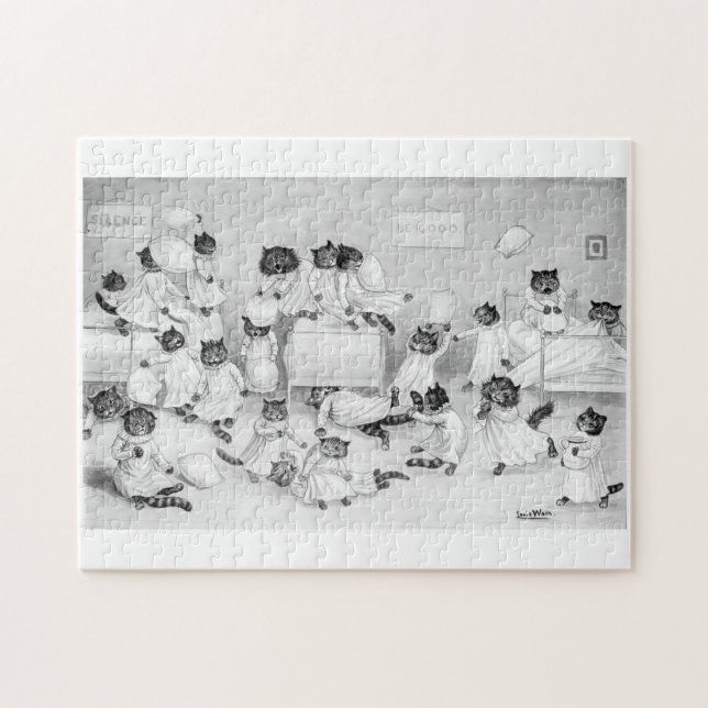 Puzzle Louis Wain Cat Art Be Good cat coussin combat (Horizontal)