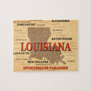 Puzzle Louisiana City and Towns State Pride Map