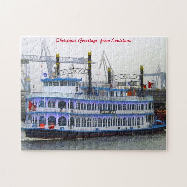 Puzzle Louisiana Paddle Boat.voeux de Noël (Horizontal)
