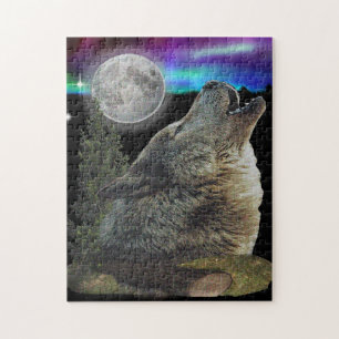 Puzzle Loup à l'affiche de nuit